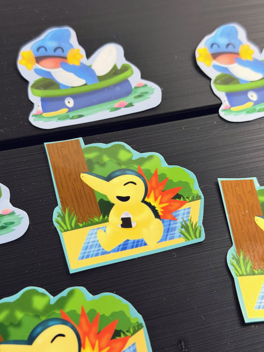 Pokemon Mudkip/Cyndaquil Vinyl Sticker